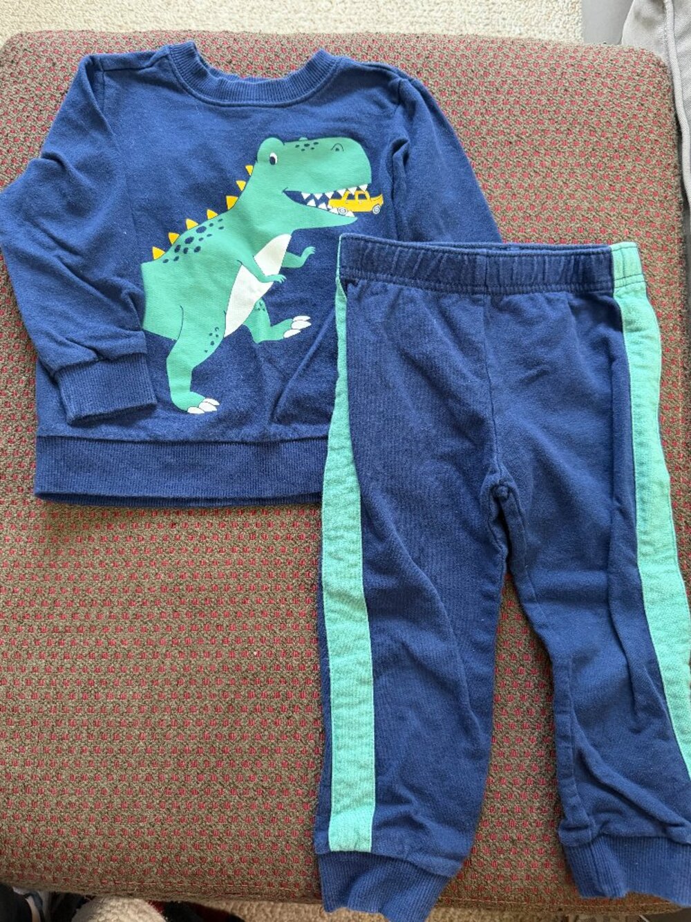 Carter's Boys 2T Dinosaur Sweatshirt & Jogger Set Navy T-Rex 2 Piece